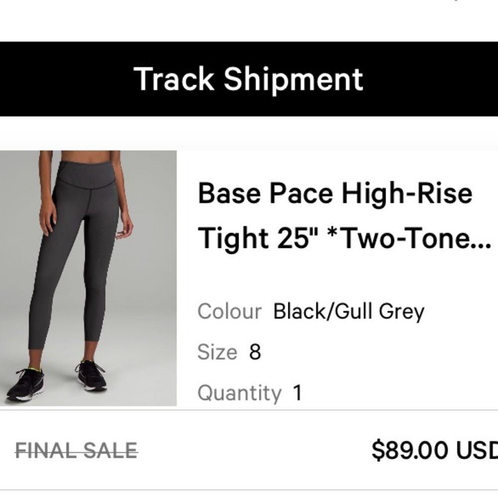 Lululemon two tone workout leggings. Size 8. Worn once.